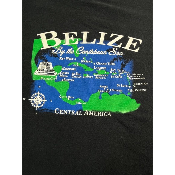 Fruit of the Loom Other - Belize Destination Shirt Mens XL Black Graphic Print‎ Map Central America